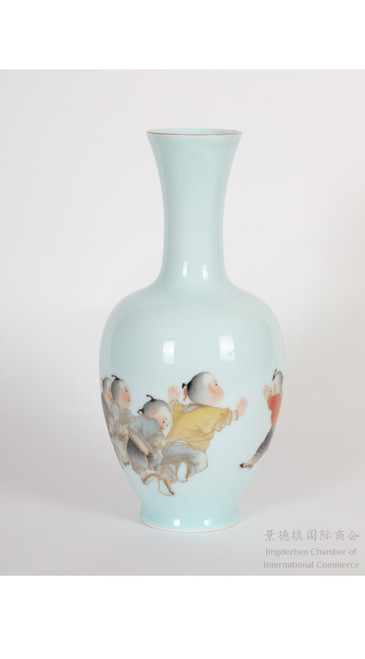 Under-glazed Ink Porcelain Vase - Precious Memories Ink by Master Artist Li Xun