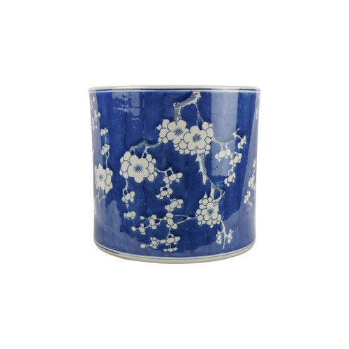 Blue & White Porcelain Orchid Pot Cherry Blossom Motif