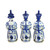 Blue & White Porcelain Sitting Qing Emperors of 3 Generations - Set