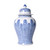 Blue And White Porcelain Temple Jar Banana Leaf Motif