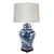 Blue And White Porcelain Landscape Temple Jar Lamp With Wood Base