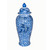 Blue & White Bohai Fish Mortif Porcelain Temple Jar XL
