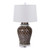 Rustic Brown Fish Scale Porcelain Temple Jar Lamp - Small Acrylic Base