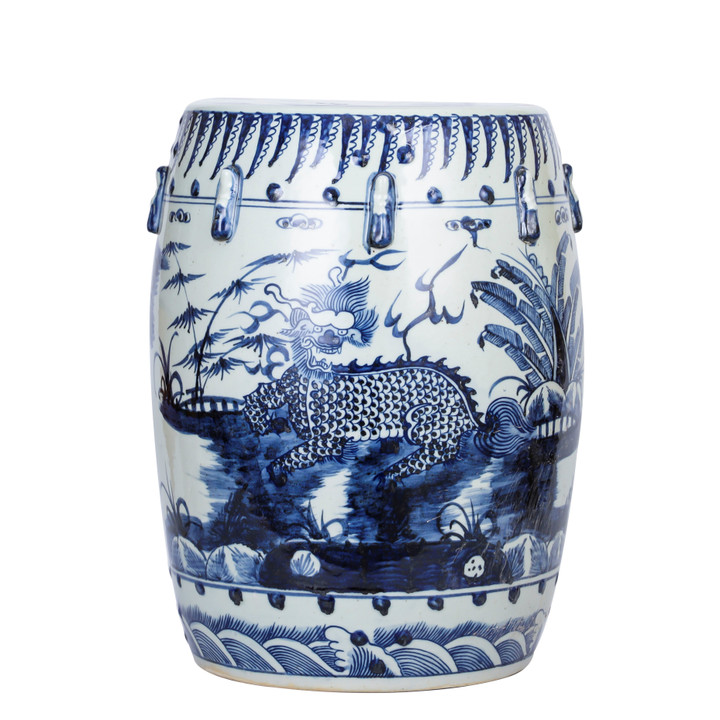 Blue & White Kylin Garden Stool