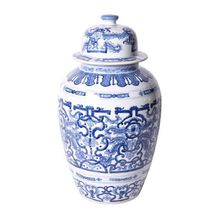 Blue & White Grass Dragon Porcelain Heaven Jar
