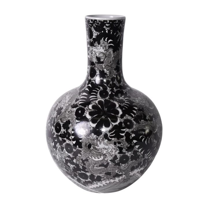 Black Dragon Globular Vase