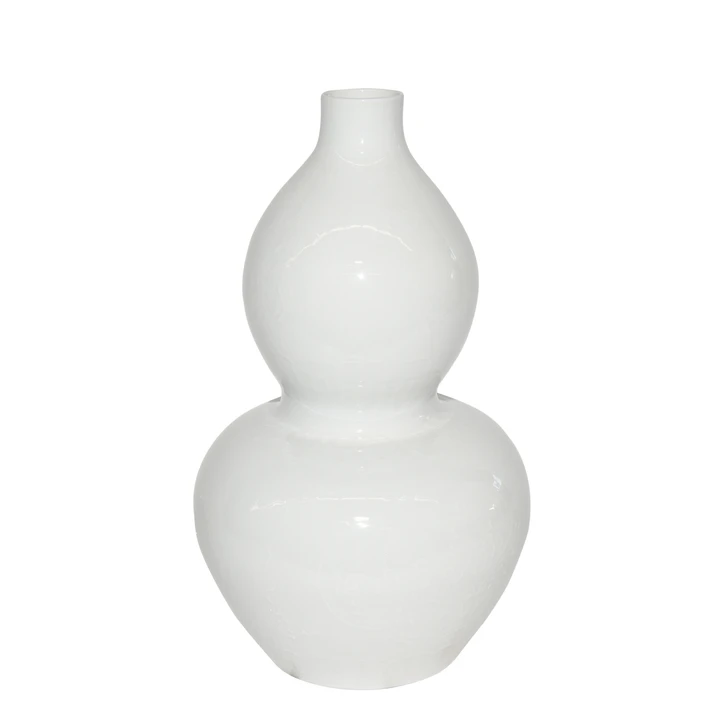 Large White Carved Dragon Gourd Vase