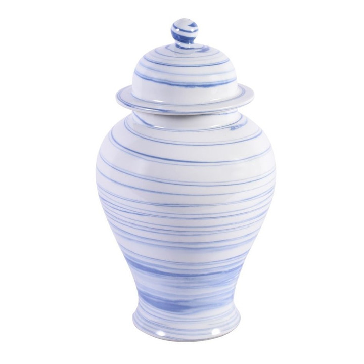 Blue & White Marbleized Porcelain Temple Jar - 2 Sizes