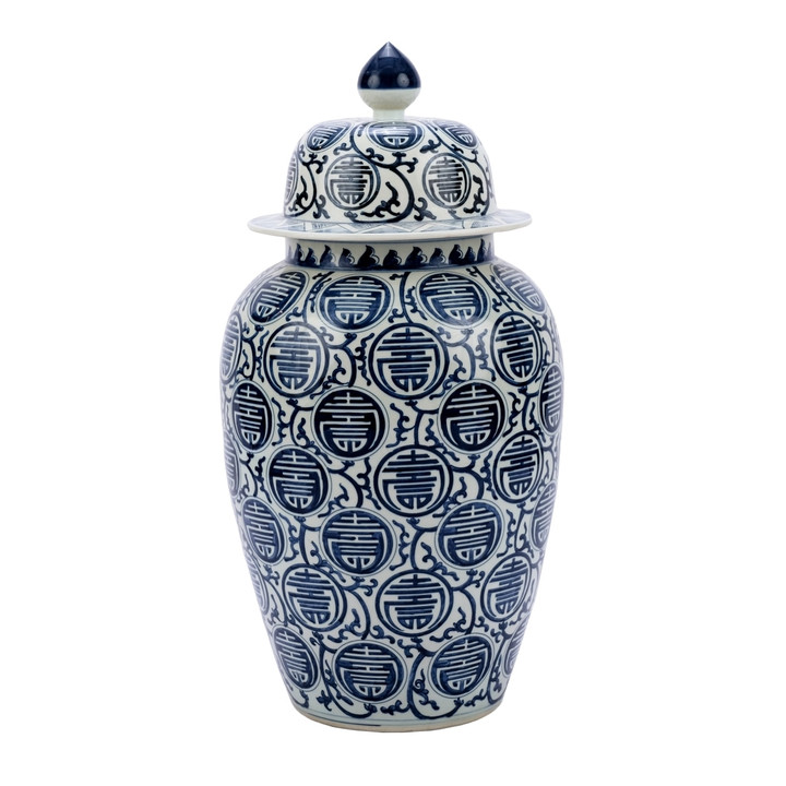 Blue & White Porcelain Longevity Heaven Jar - XL