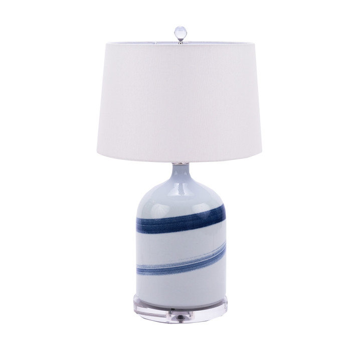 Blue and White Brushstroke Spin Table Lamp