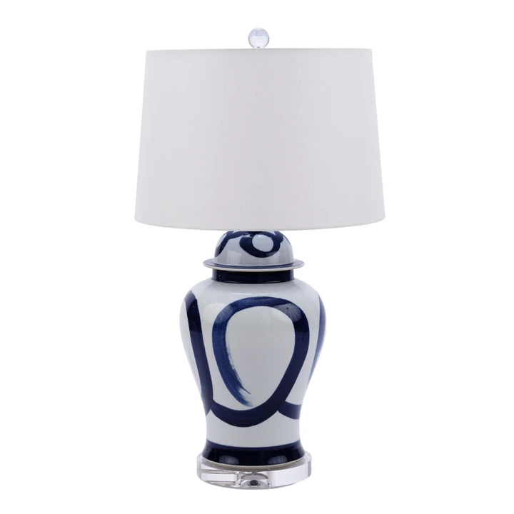 Blue and White Swirl Brushstroke Table Lamp