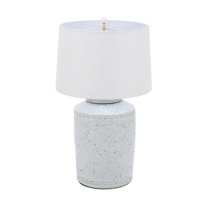 Rustic White Carved Vine Lamp Tea Jar Shape
