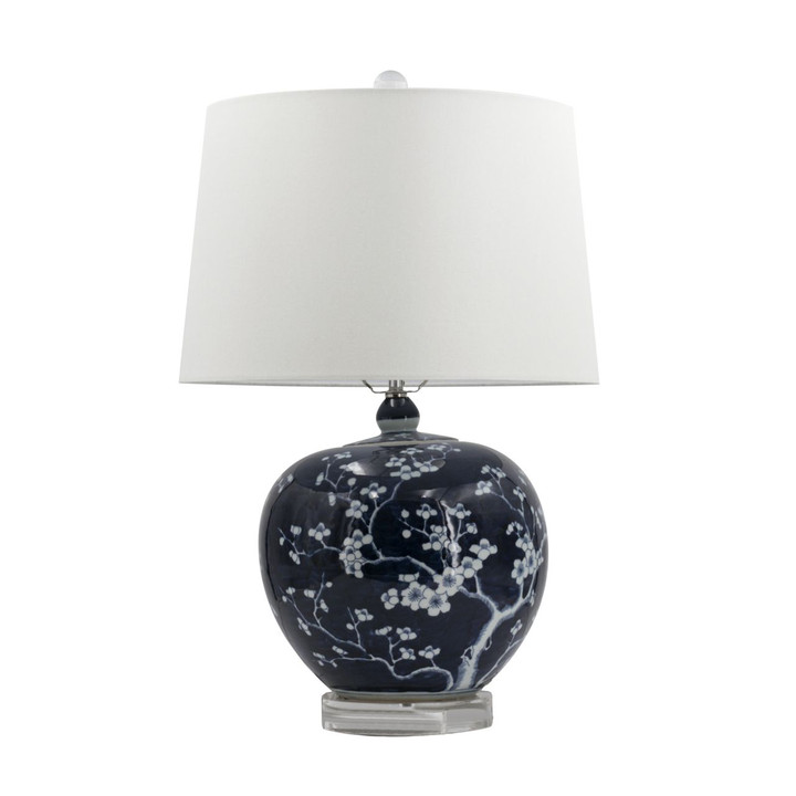 Blue & White Porcelain Plum Melon Shape Lamp