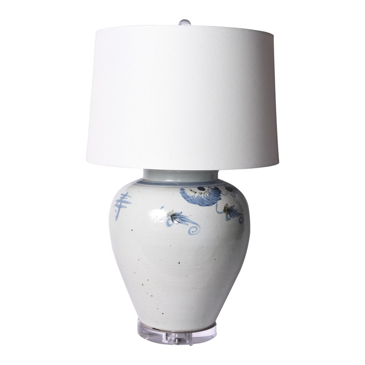 Blue & White Silla Longevity Wide Mouth Porcelain Jar Lamp