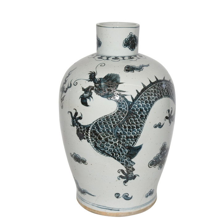 Indigo Baluster Dynasty Porcelain Vase Dragon