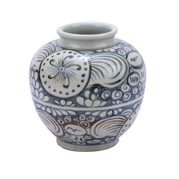 Indigo Yuan Sunflower Open Top Porcelain Jar