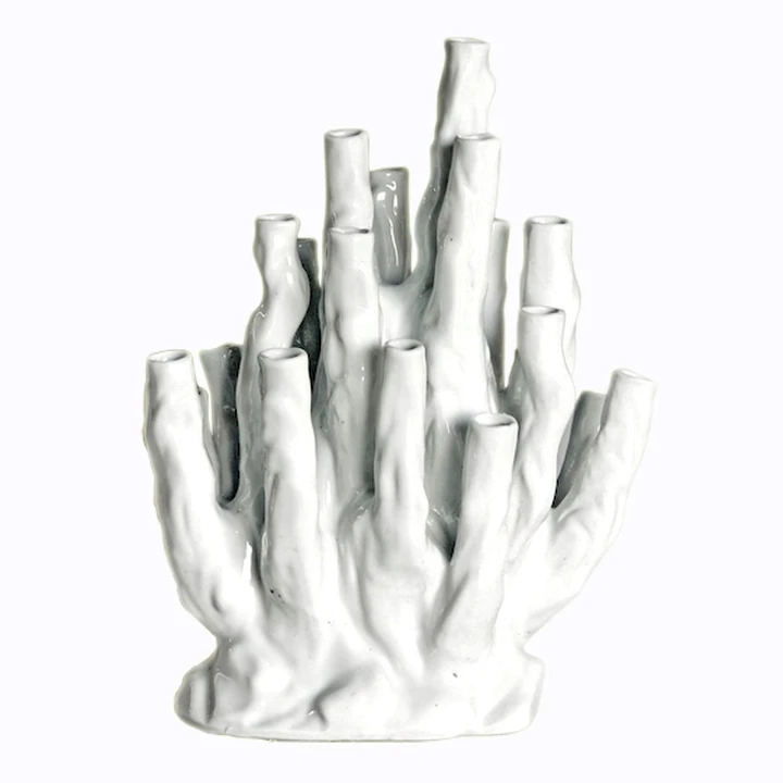 Porcelain Coral Vase White Medium