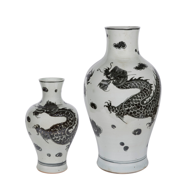 Porcelain Black Dragon Fairy Vase - 2 Sizes