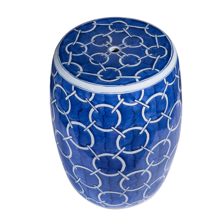 Indigo Blue Circle Porcelain Garden Stool