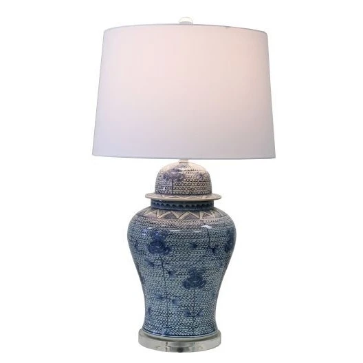 Blue And White Porcelain Chain Temple Jar Lamp - 2 Sizes