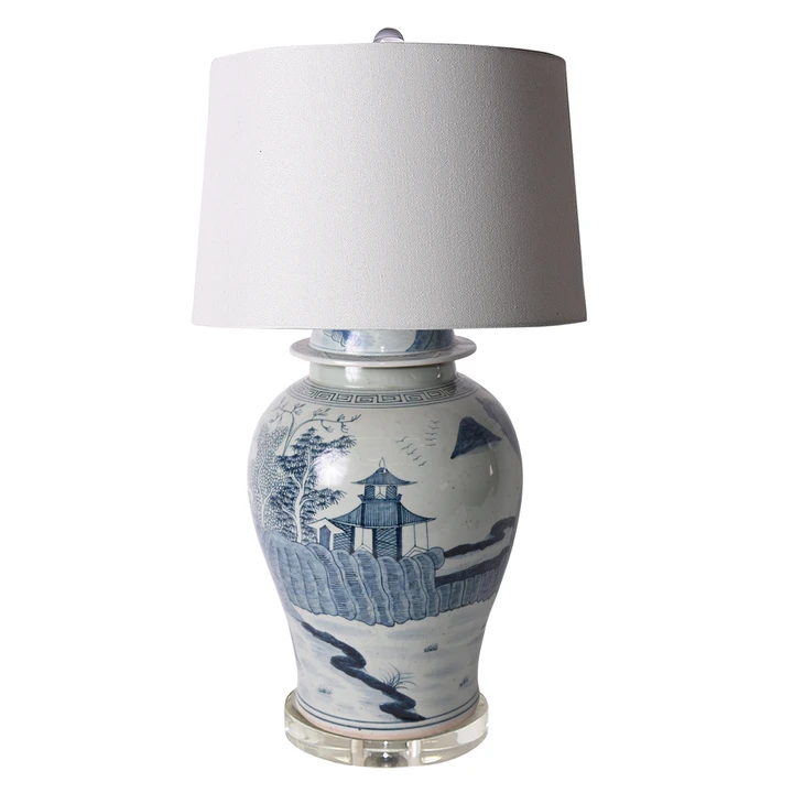 Lamp Of Landscape Temple Jar Acrylic Base