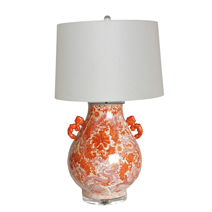 Orange Dragon Deer Head Vase Lamp Acrylic Base