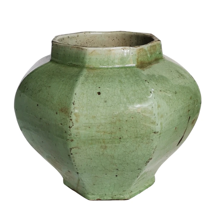 Celadon Crackle Octagonal Jar