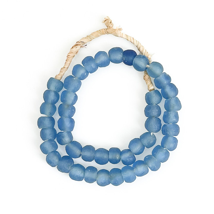 Vintage Mini Sea Glass Beads 0.5 Dia - Indigo Blue