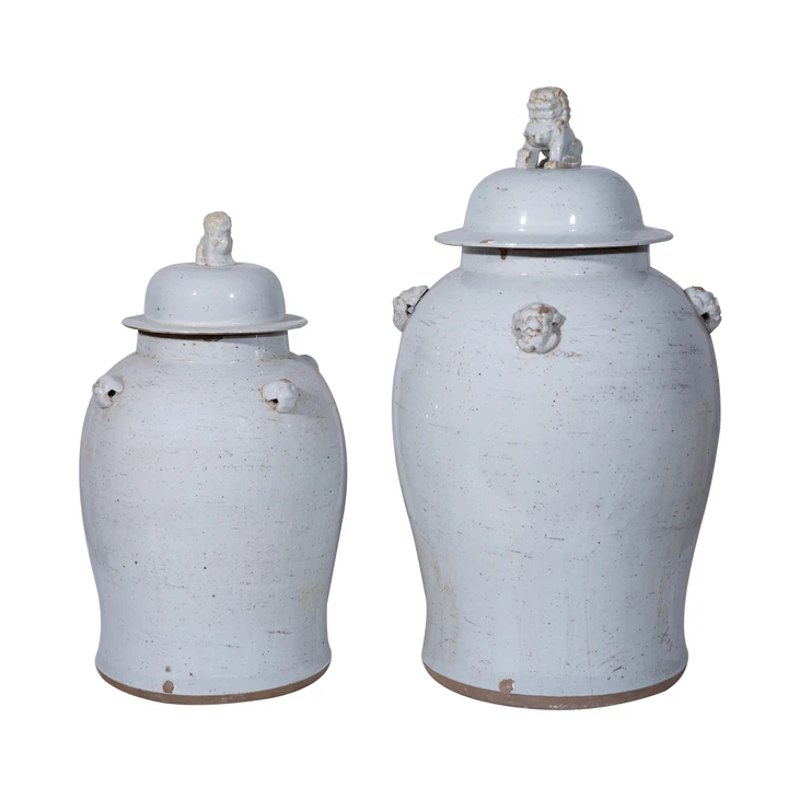 Vintage White Temple Jar - 2 Sizes