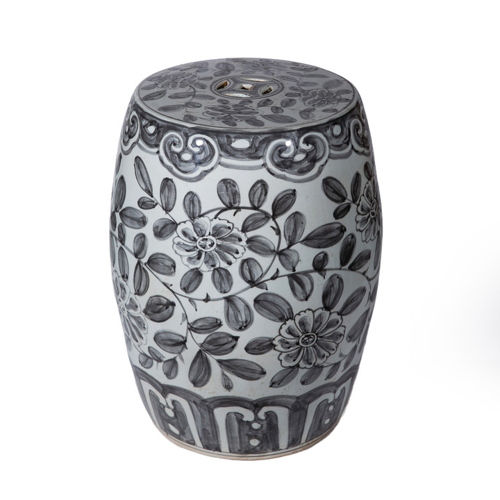Black Peony Vine Village Garden Stool