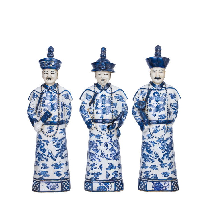 Blue And White Qing Emperors of 3 Generations Large - Set