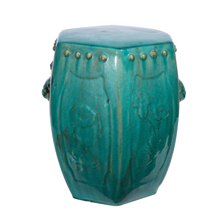 Vintage Green Hex Small Stool Drum Nail