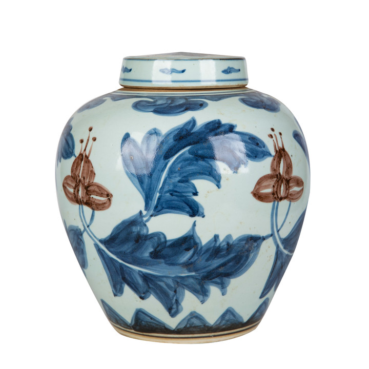Underglaze Red Leaf Ming Jar