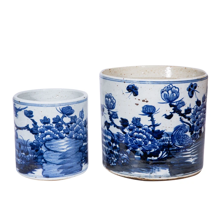 Dynasty Orchid Pot Bird Floral Motif - 2 Sizes
