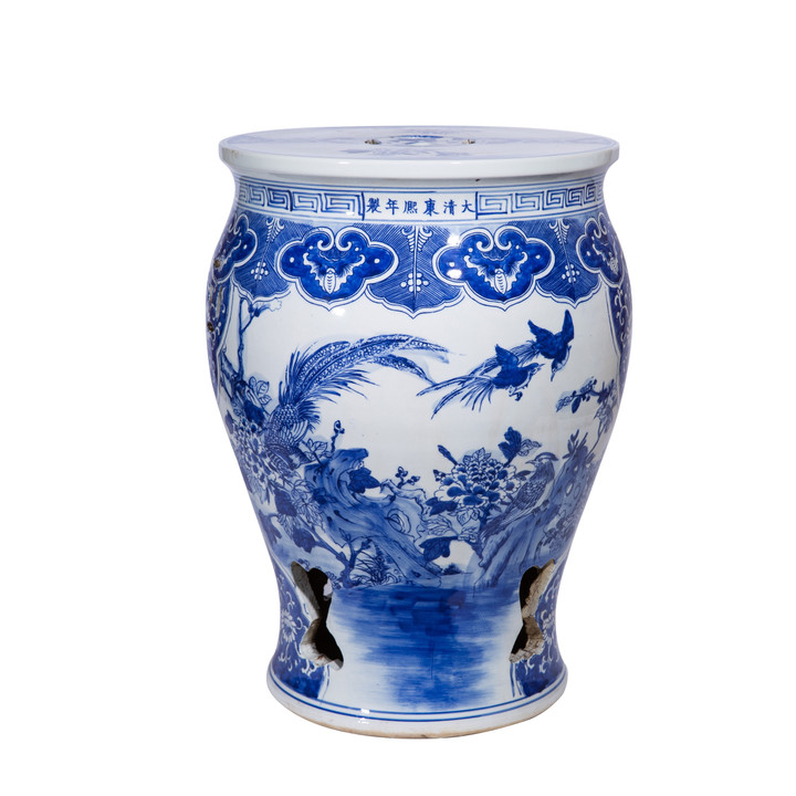 BW Bird Floral Panel Drum Garden Stool - 2 Sizes