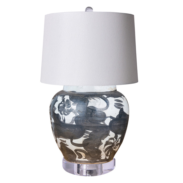 Black Twisted Flower Open Top Jar  Lamp