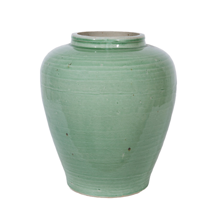 Mint Green Crackle Wide Shoulder Jar
