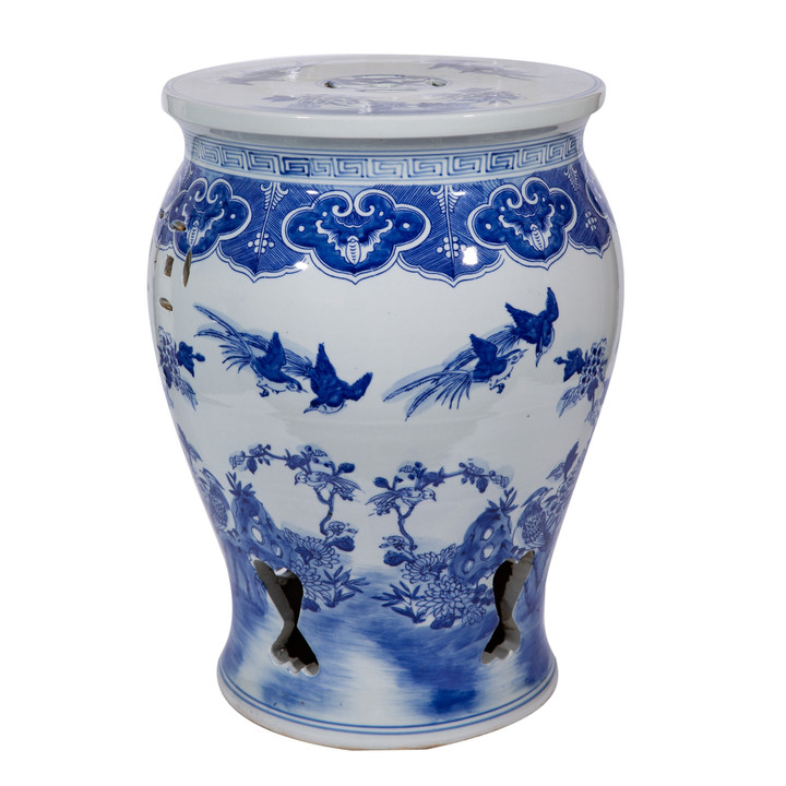 Bird Floral Drum Garden Stool - 2 Sizes