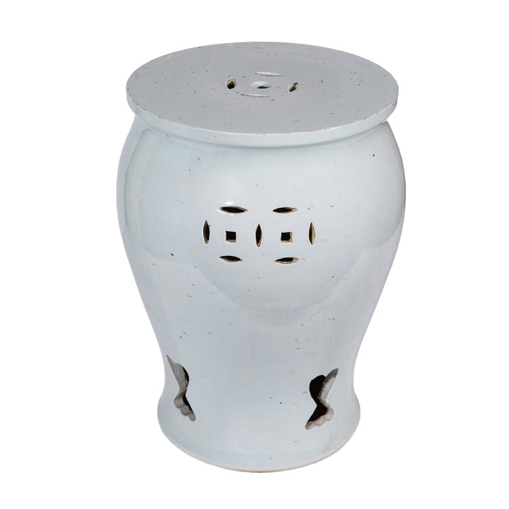 Rustic White Drum Garden Stool - 2 Sizes