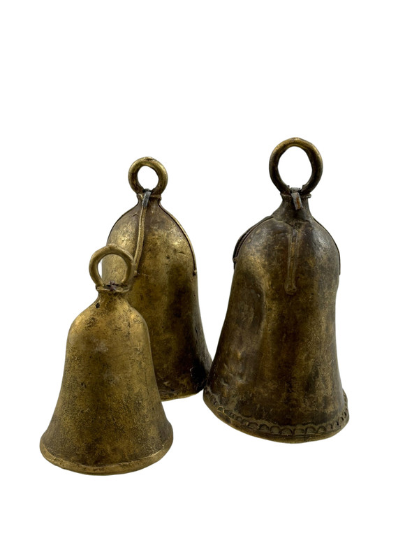Antique Bronze Hand Forged Cowbell Set of 3