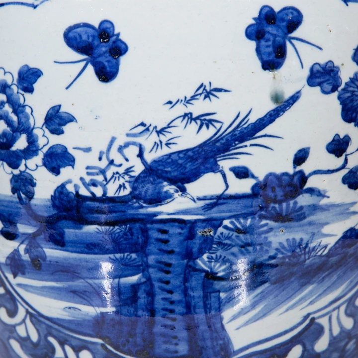 Dynasty Temple Jar Floral Bird Panel Motif