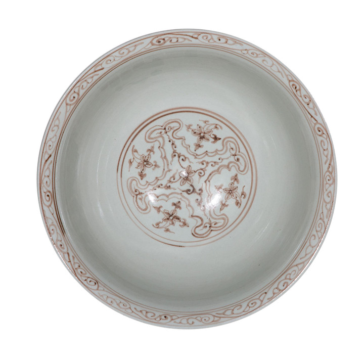 Maroon Red Pheonix Mortif Serving Bowl Tall Base