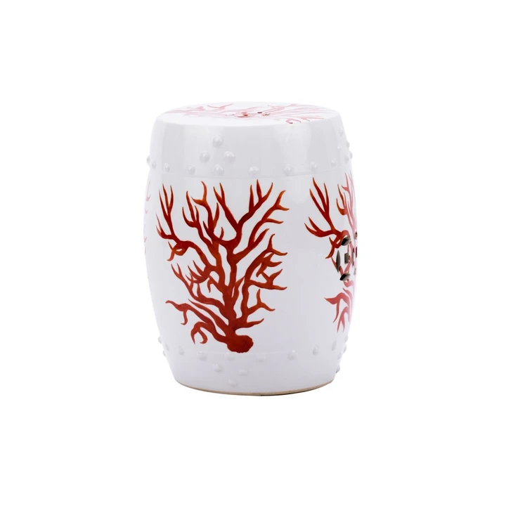 Red Coral Porcelain Garden Stool