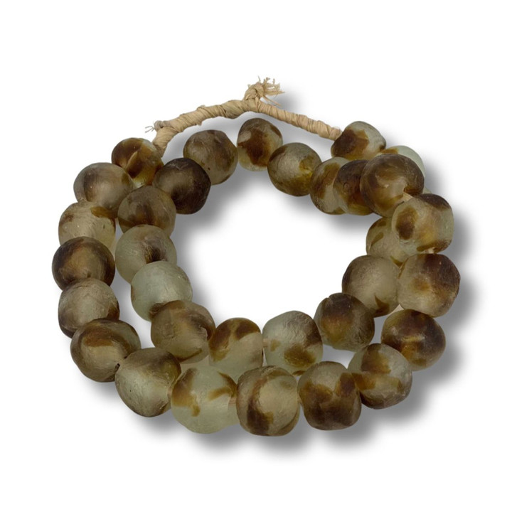 Vintage Sea Glass Beads 0.75  Dia -  Rusty Brown