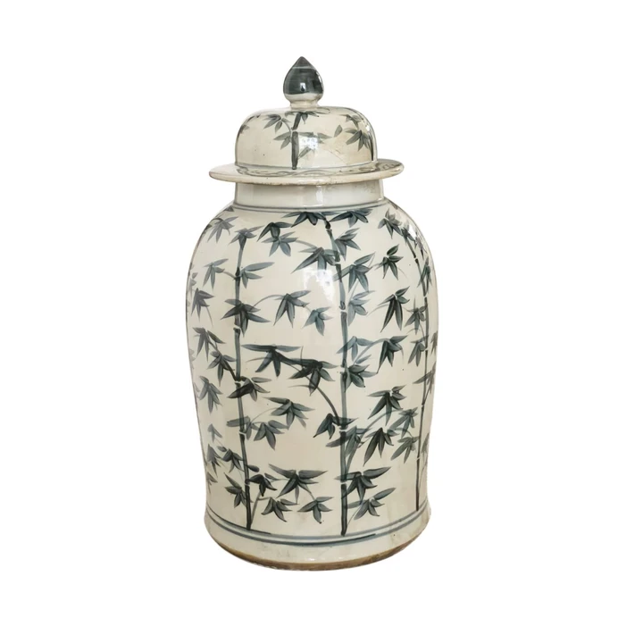 Barclay Butera Couture Graceful Bamboo Medium.. Blue & White Porcelain Temple Jar