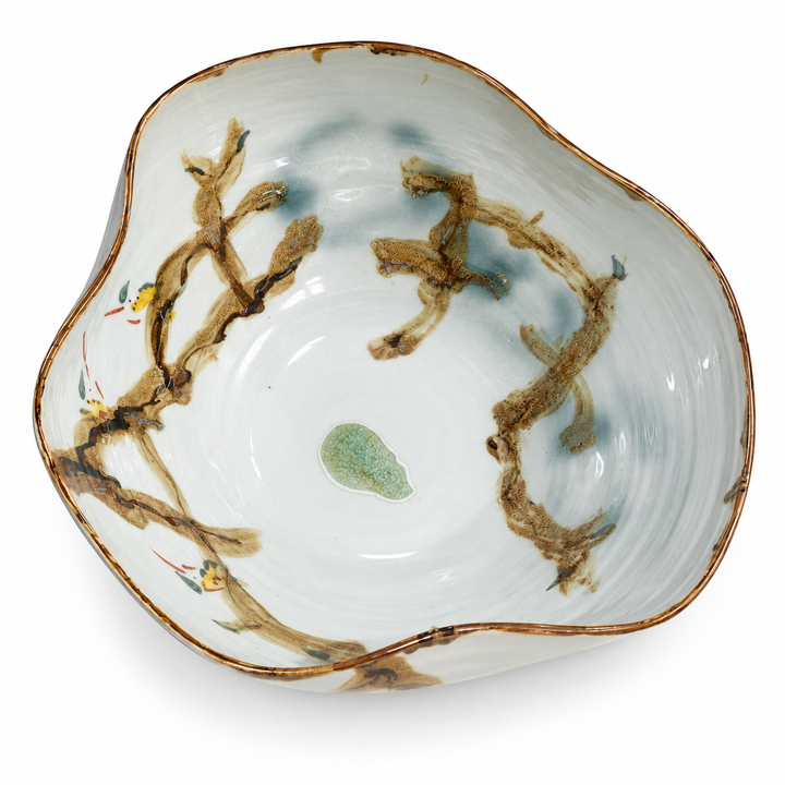 Swirl Porcelain Bowl Birds on Branches - 2 Sizes