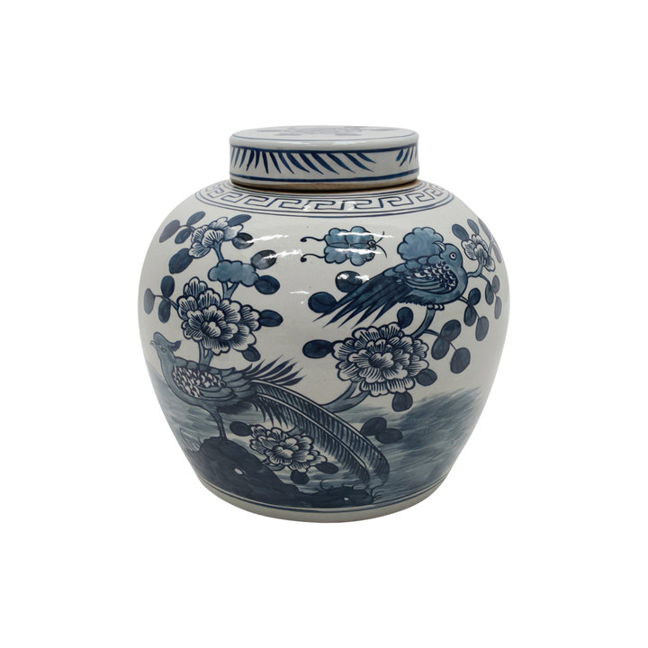 Blue & White Porcelain Ming Jar - Flower Birds Motif