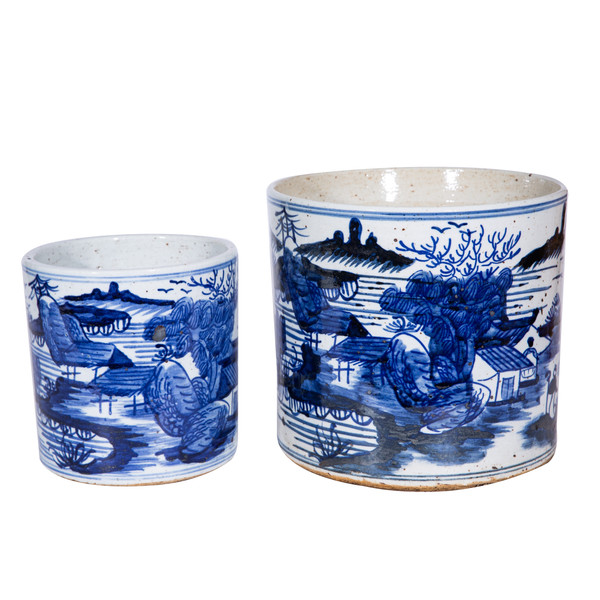 Dynasty Orchid Pot Landscape Motif - 2 Sizes - Legend Accents