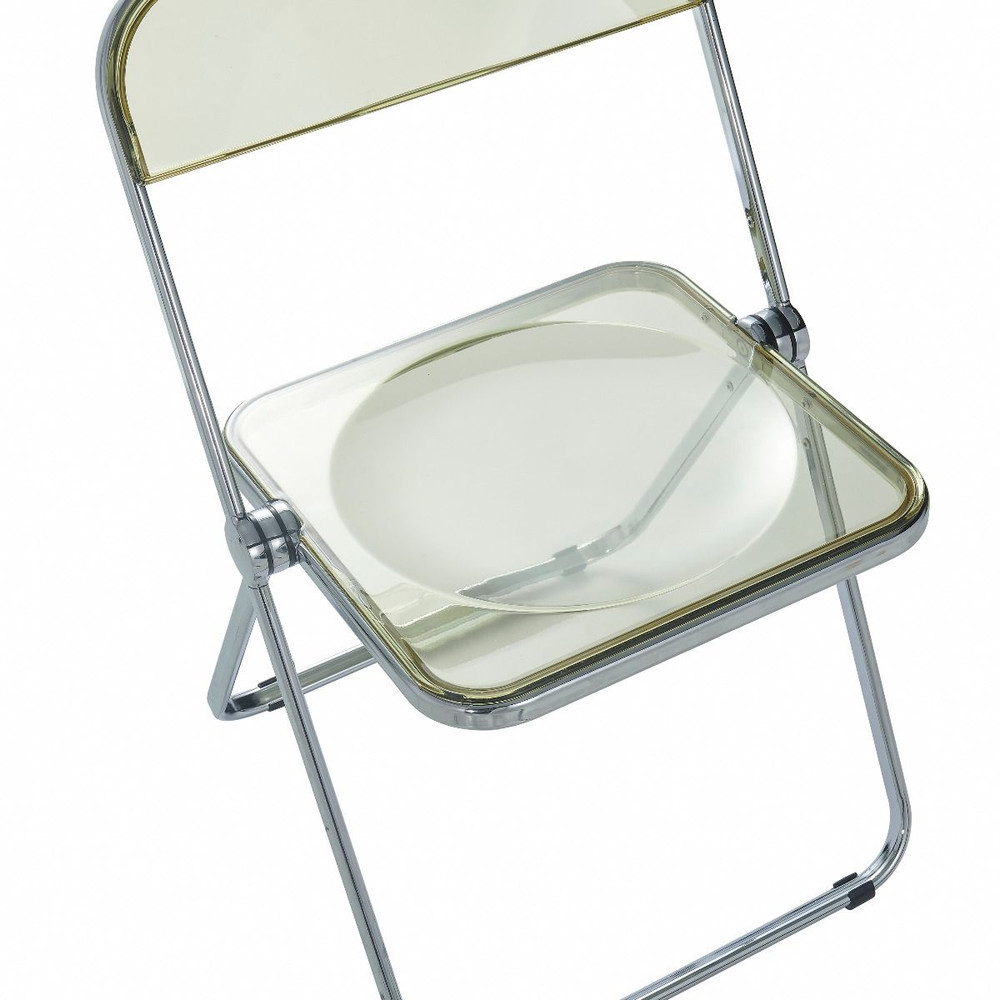 Color Acrylic Folding Chair with Chrome Trim Clear Home Design