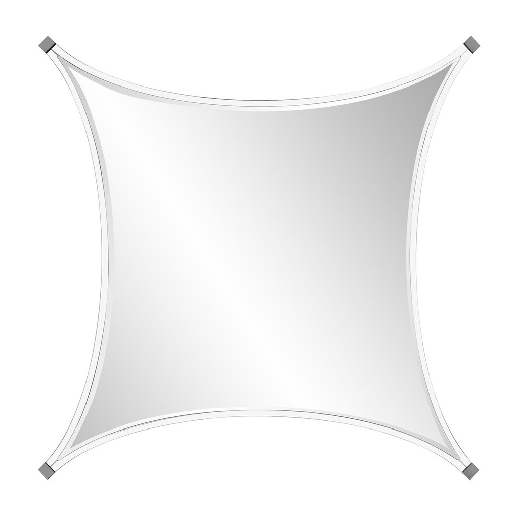 howard Elliott flair mid century modern wall mirror flair corners boomerang shape silver clear lucite acrylic frame